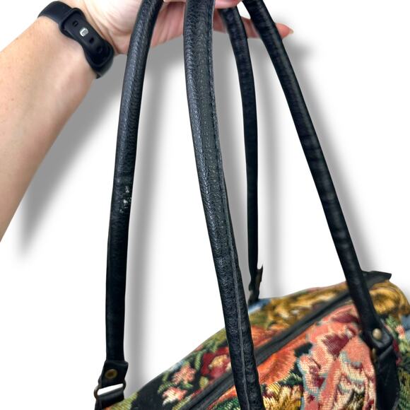 Vintage Gitano Floral Tapestry Carpet Weekender Carry On Duffel Luggage Bag - Picture 8 of 9